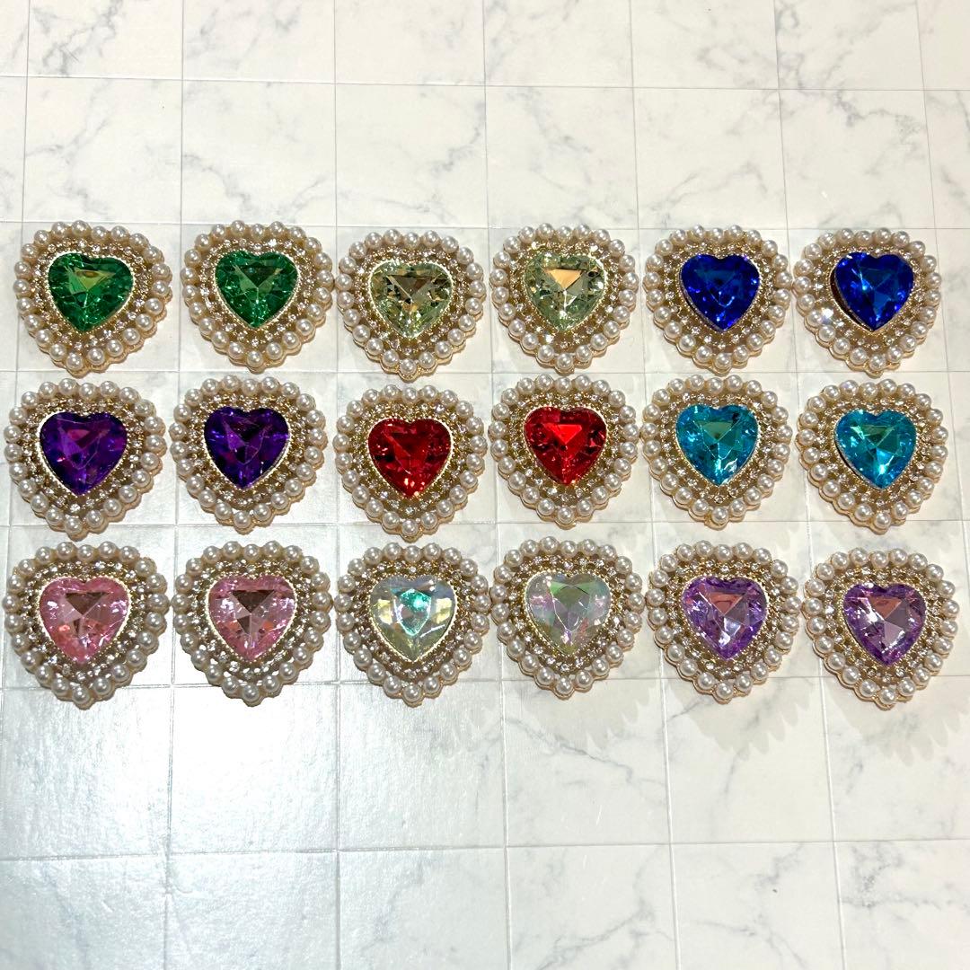 センターパーツ♡ハート♡パール♡ビジュー♡18個セット♡ - メルカリ