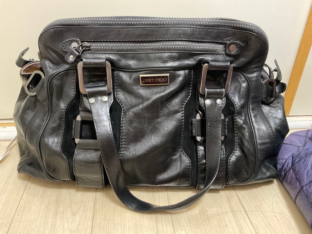 JIMMY CHOO ブラックレザー ハンドバッグ ジミーチュウ(Jimmy Choo) レディース レザー スタッズ ハンドバッグ