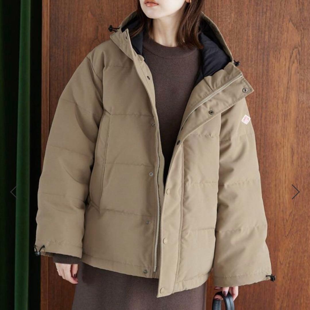 DANTON ベージュ フード付きダウンジャケット - メルカリ