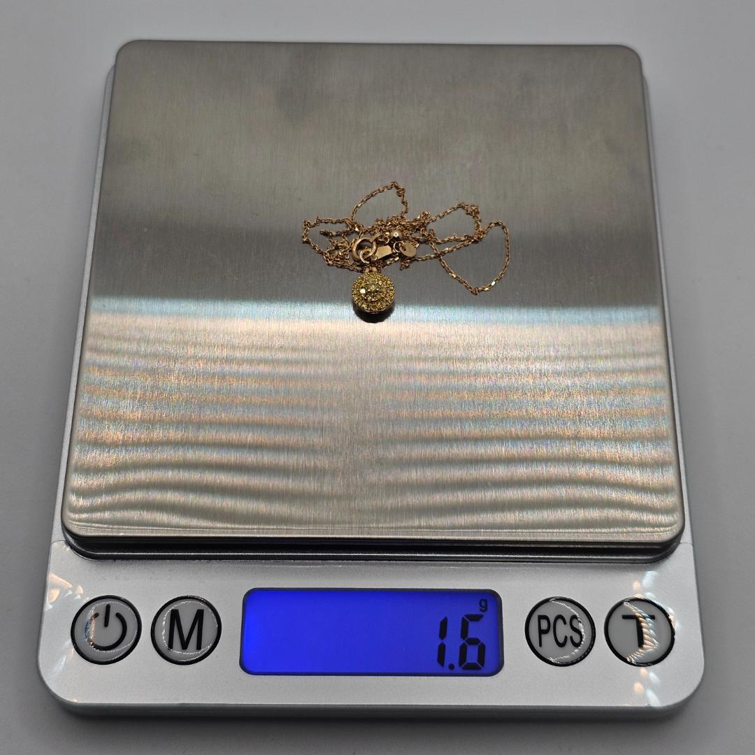 天然イエローダイヤモンド 0.2ct パヴェ ネックレス K18