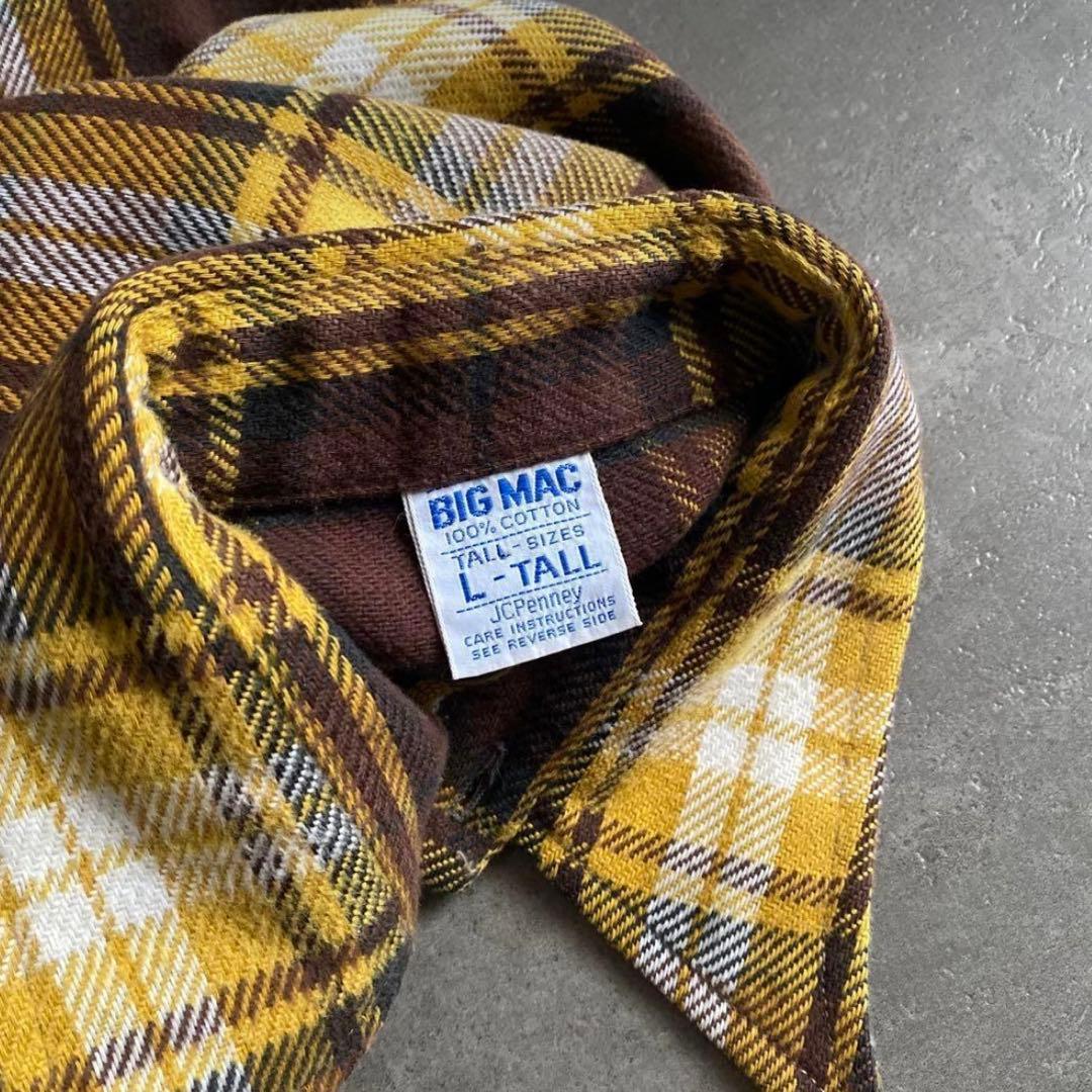 70s 単色タグ BIG MAC ネルシャツ 黄×茶 L TALL - メルカリ