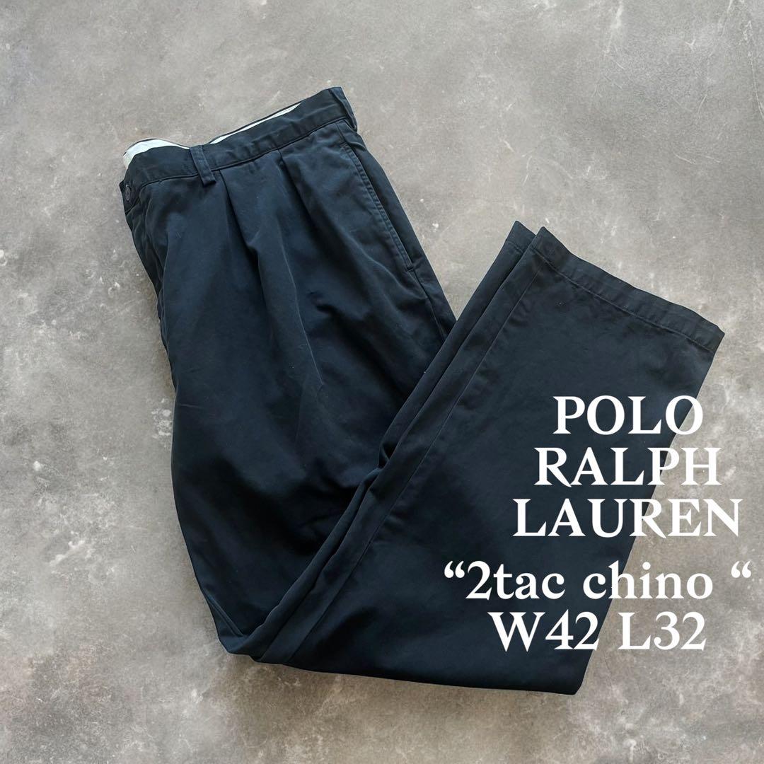 ポロラルフローレン ツータック ポロチノ 古着 90's ブラック - メルカリ