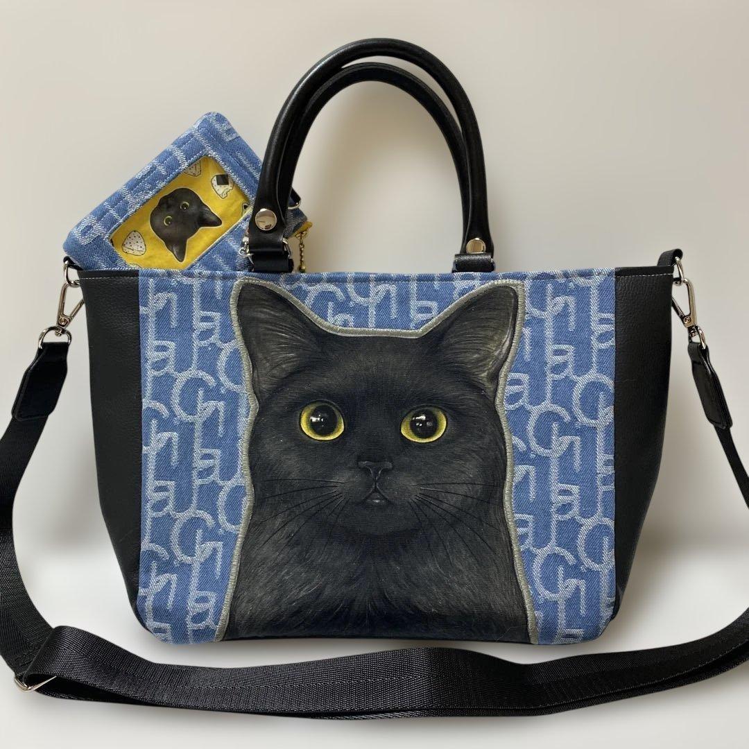 ゆ*ら様 コヤンイサムチョン　ショルダートートバッグ　黒猫 ゆ*ら様 コヤンイサムチョン☆横長トートバッグ ユキヒョウファー