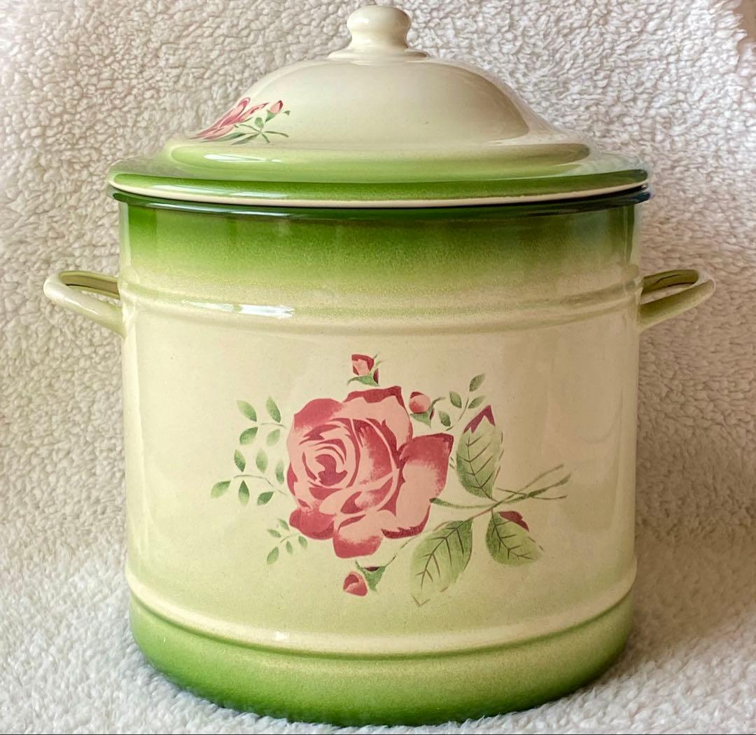 イマン イヴ ホーロー製取っ手付きビード入りストッカーLサイズ 欠け