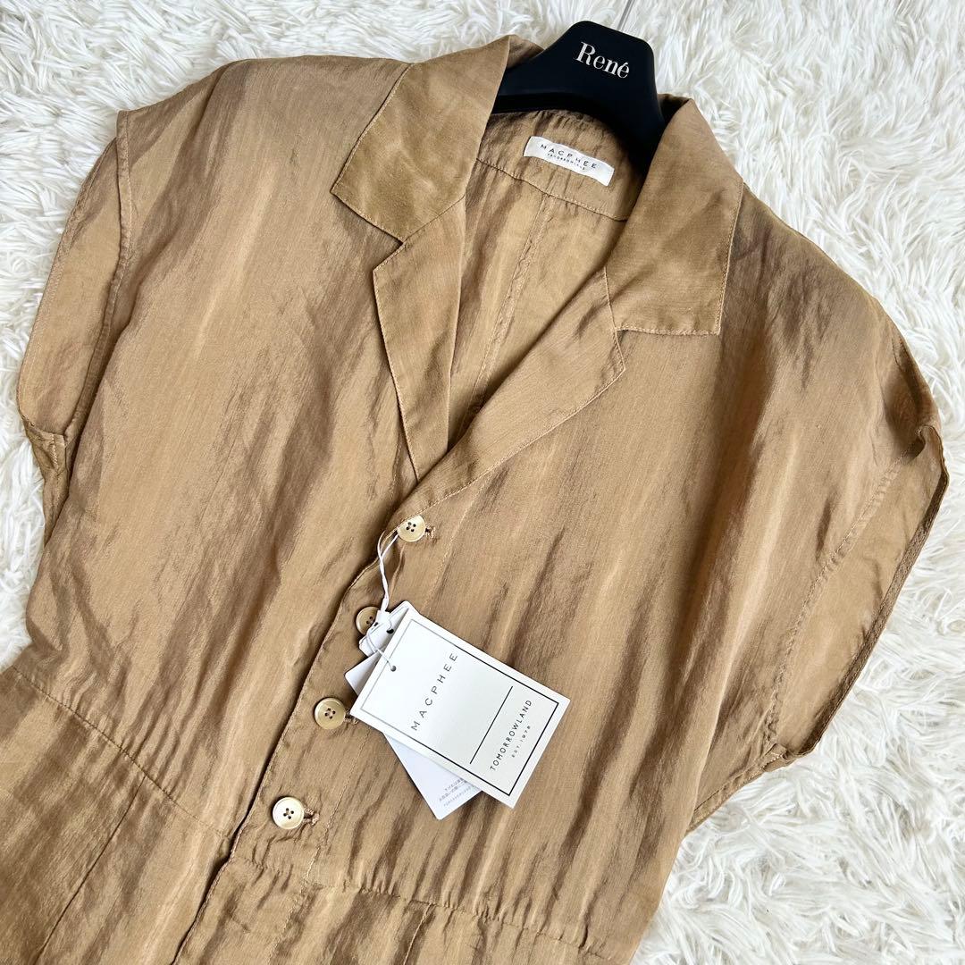 新品タグ付き♡マカフィー サロペット 麻 ベージュ36/S-M 定価2.6万円