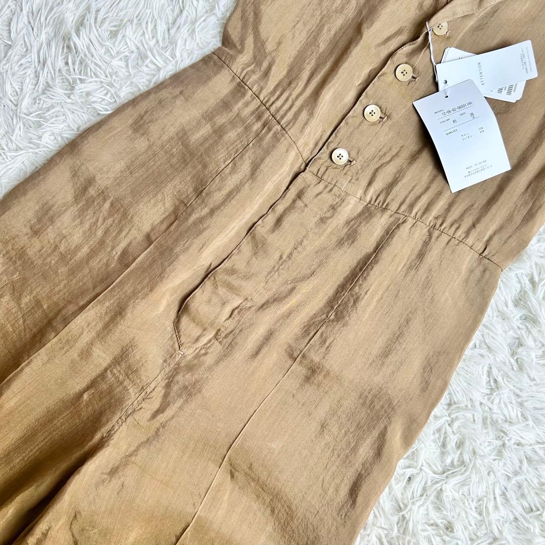 新品タグ付き♡マカフィー サロペット 麻 ベージュ36/S-M 定価2.6万円