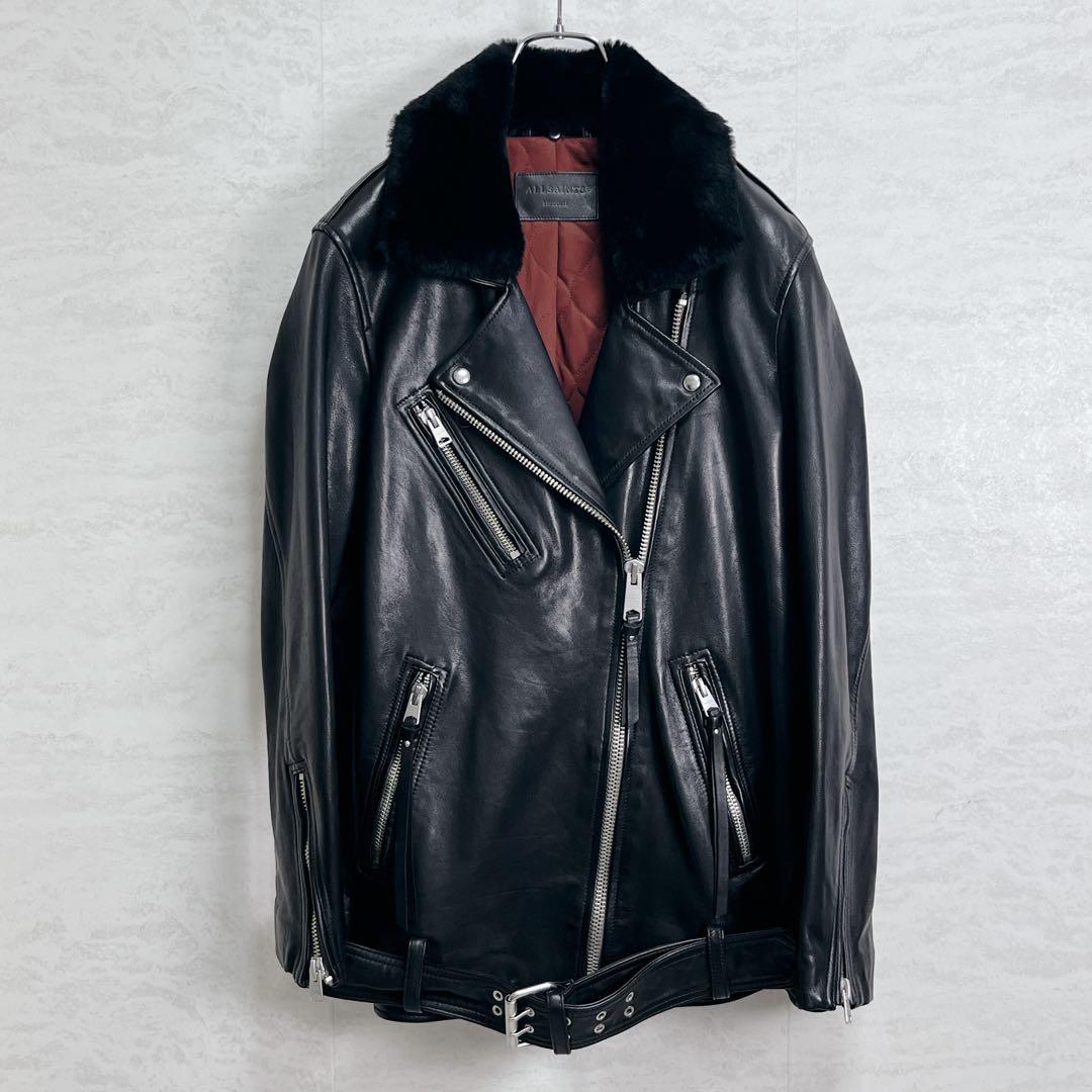 『オールセインツ』オーバーサイズ ダブルライダースジャケット 羊革 バイカー ALLSAINTS（オールセインツ） 革ジャン ライダース BRADFORD OVERSIZED