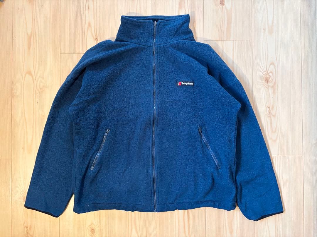 90s berghaus フリースジャケット L 旧ロゴ イギリス製 ネイビー