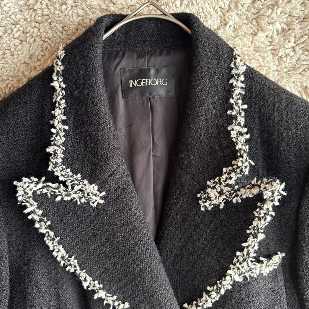 《美品★》INGEBORG インゲボルグ　ツイード　バイカラージャケット　ダブル