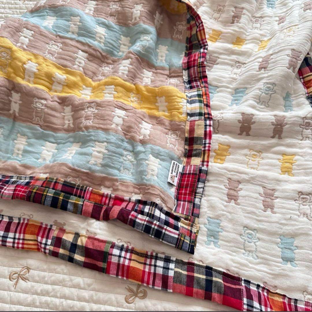 a様❤ハンドメイド 限定くまさん×パッチワーク6重ガーゼケットブランケット