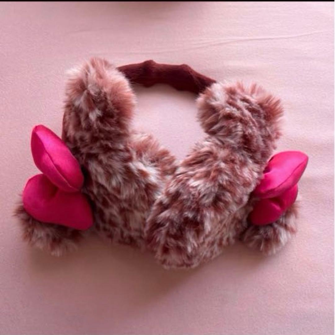 ディズニー イヤーマフ ヒョウ柄 ファー ピンク - メルカリ