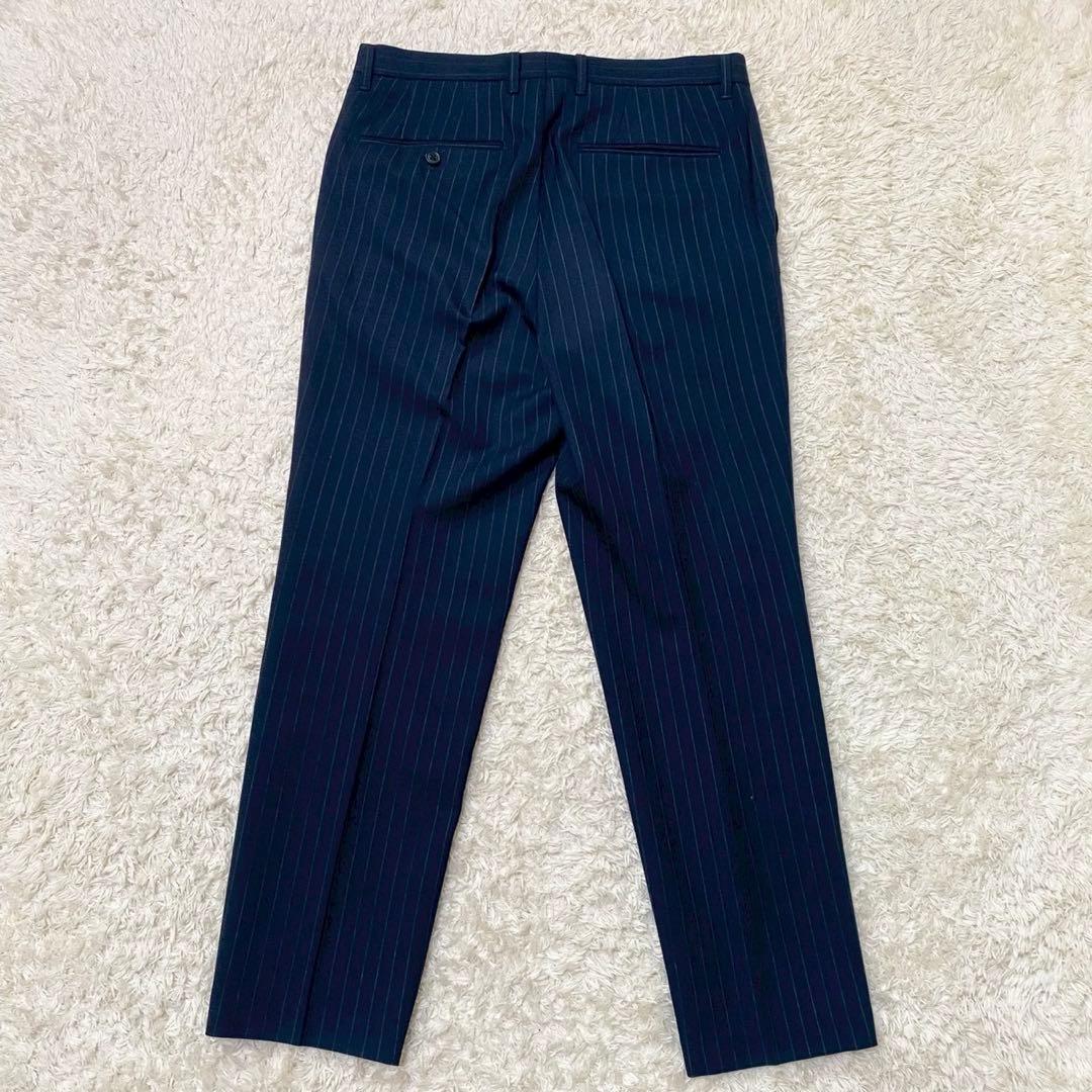 ユニクロ +J ウールブレンドスーツ セットアップ ストライプ ネイビー