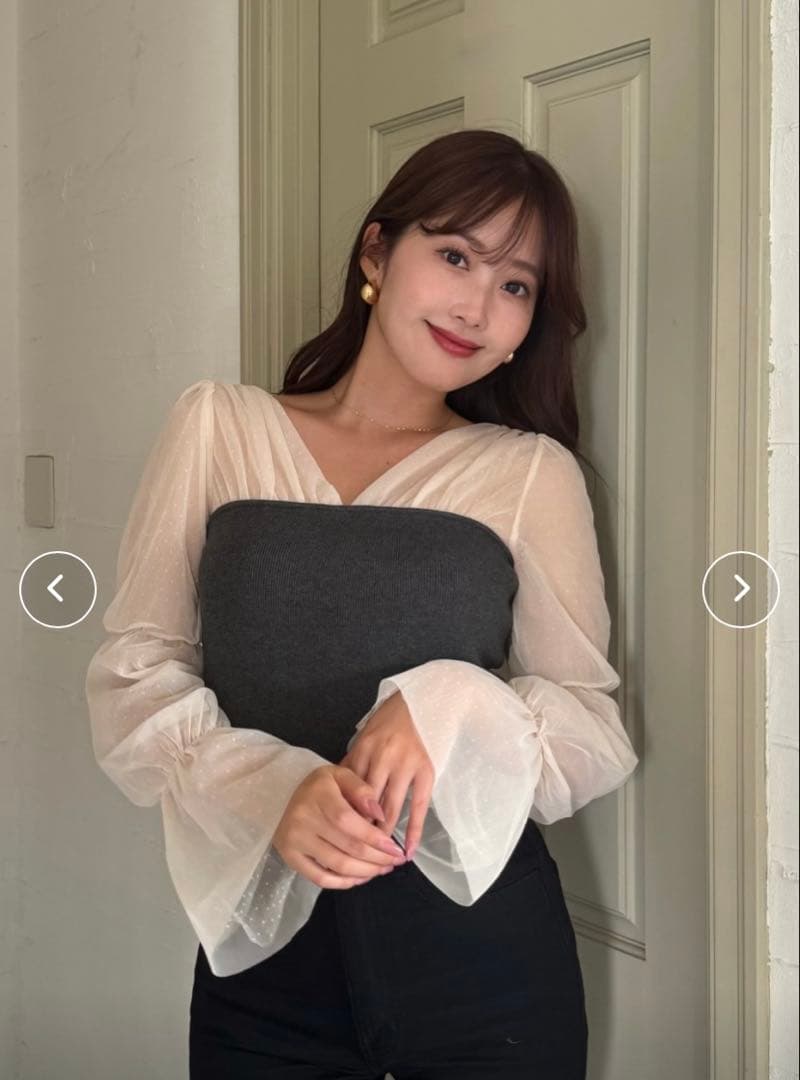 Her lip to For her Tulle Sleeve Knit Top - メルカリ