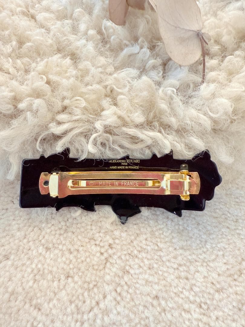 アレクサンドル ズアリ フラワー スワロフスキー バレッタ ブラック