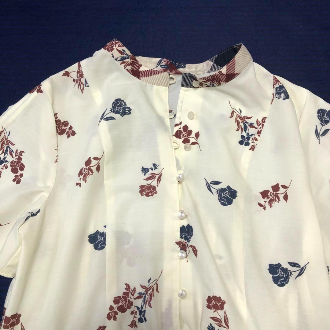 美品 バーバリー 花柄 半袖ロングワンピース ホワイト - メルカリ