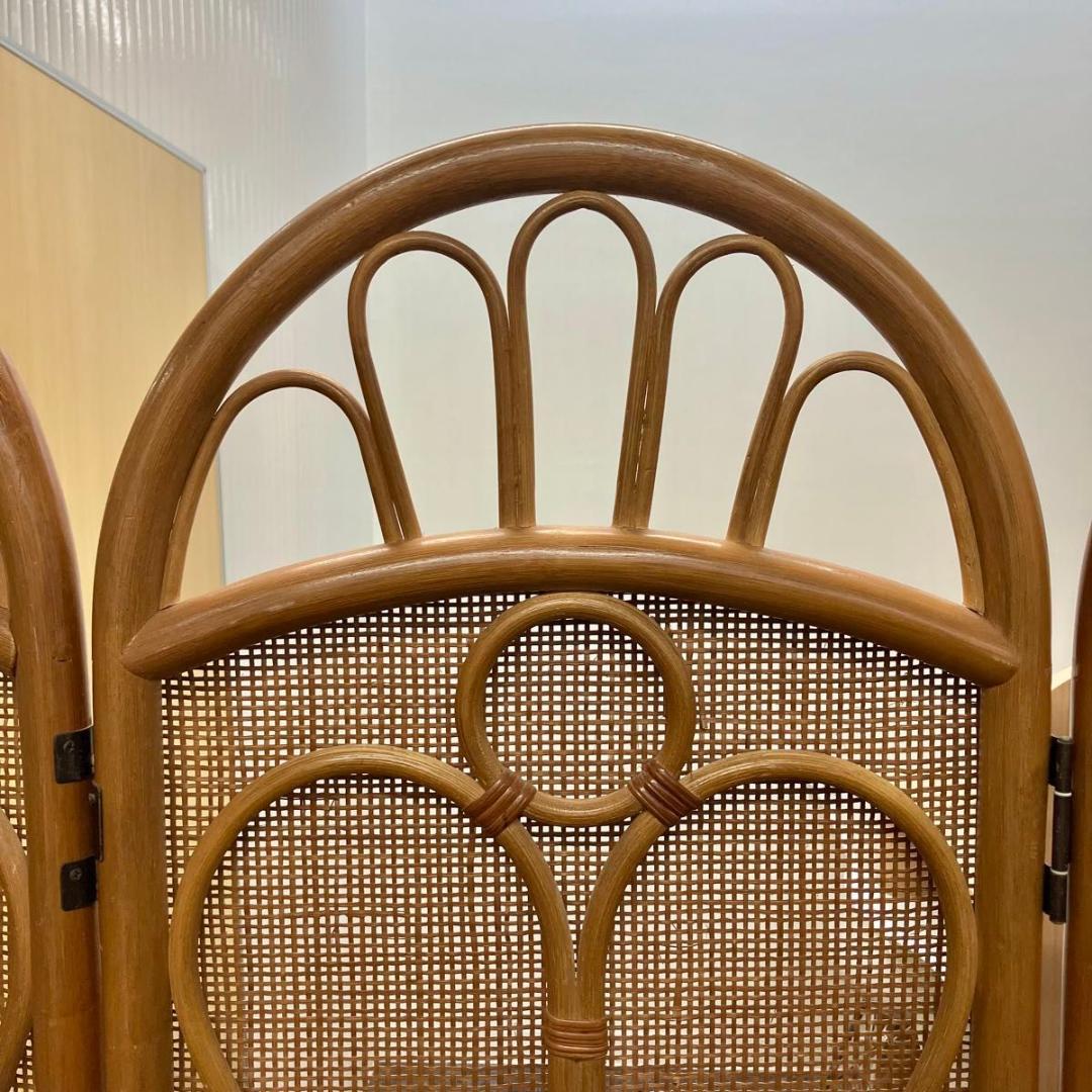 《超美品》 ラタン パーテーション 藤 4連 仕切り 昭和レトロ 間仕切り 衝立