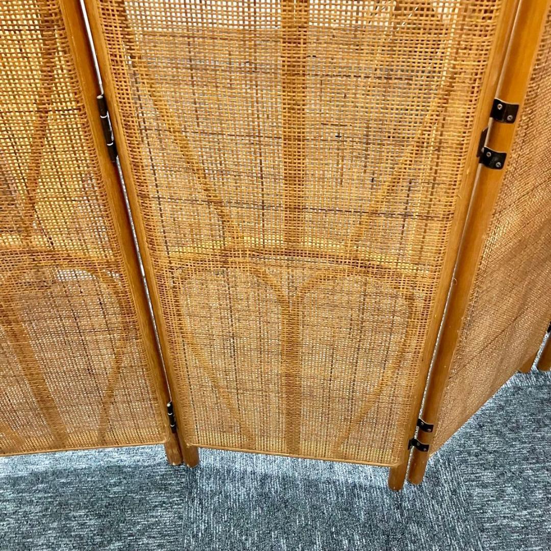 《超美品》 ラタン パーテーション 藤 4連 仕切り 昭和レトロ 間仕切り 衝立
