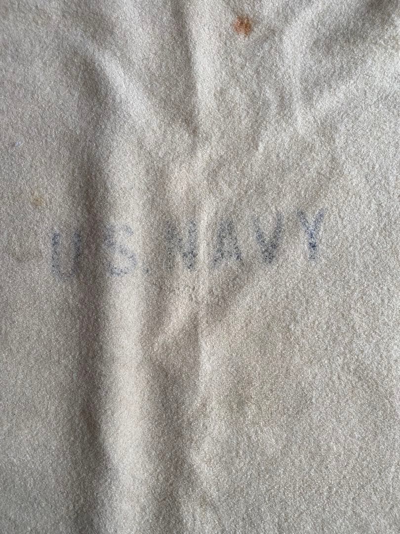 us navy 40s 40年代 海軍 ウールブランケット ラグ アイボリー