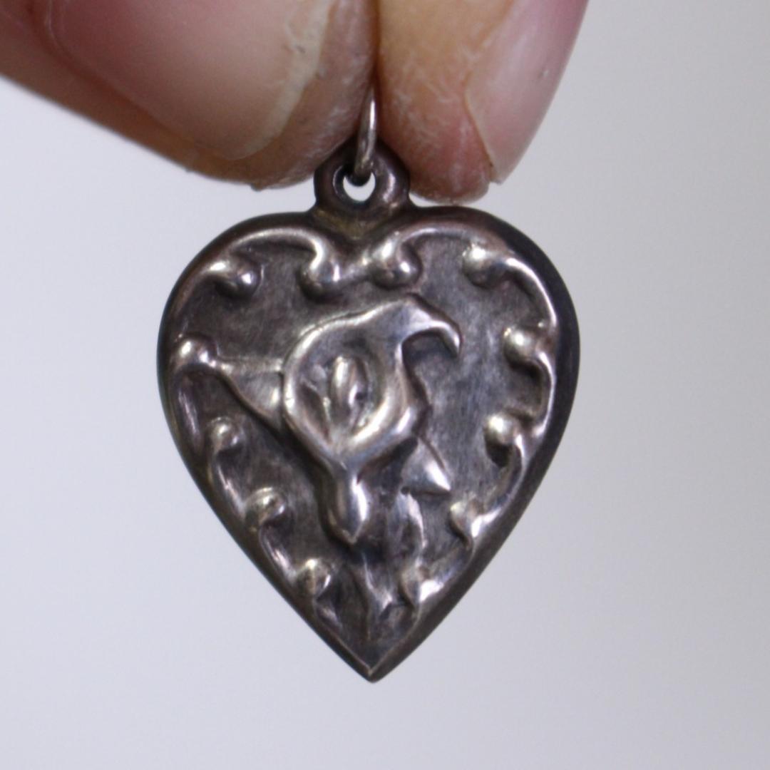 40s スウィートハートジュエリー シルバー 百合 ギフトに 古着に