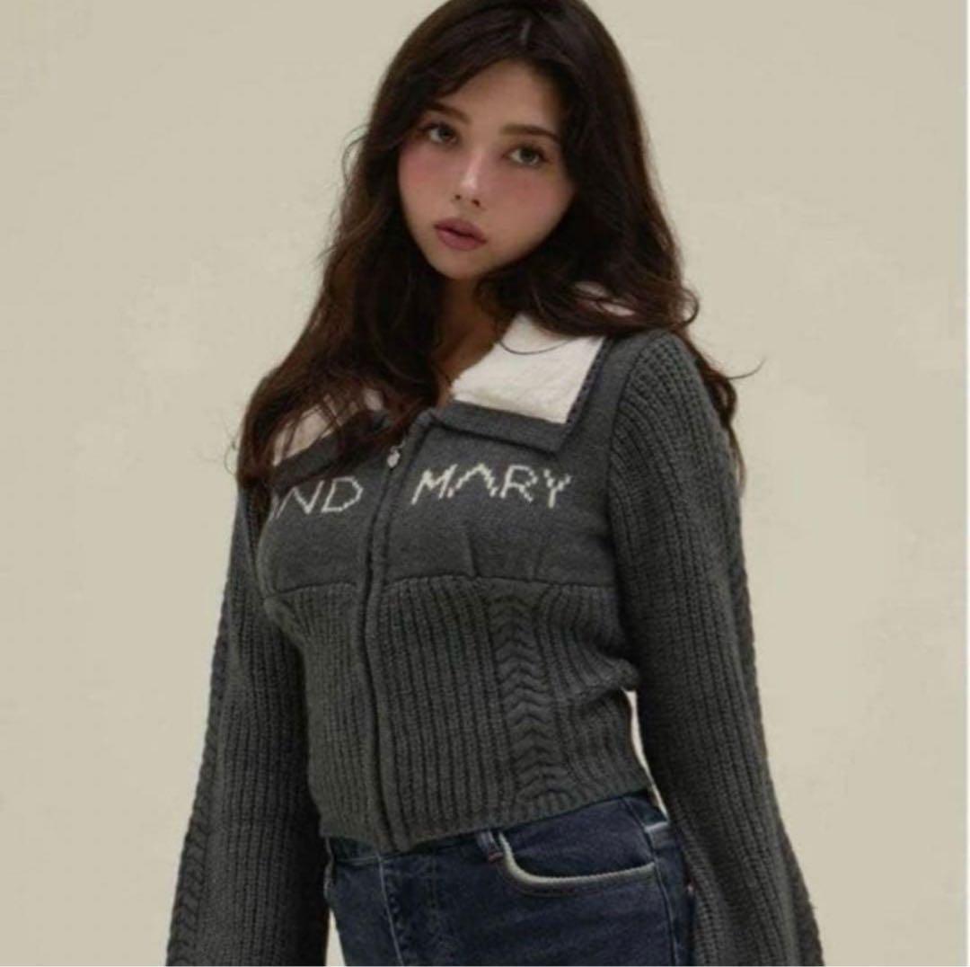 andmary Mary logo zip tops gray - メルカリ