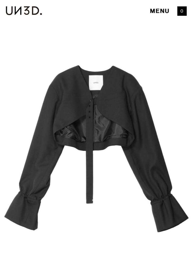 un3d クロップドジャケット 黒 UN3D.（アンスリード）の「クロップドジャケット（ノーカラー