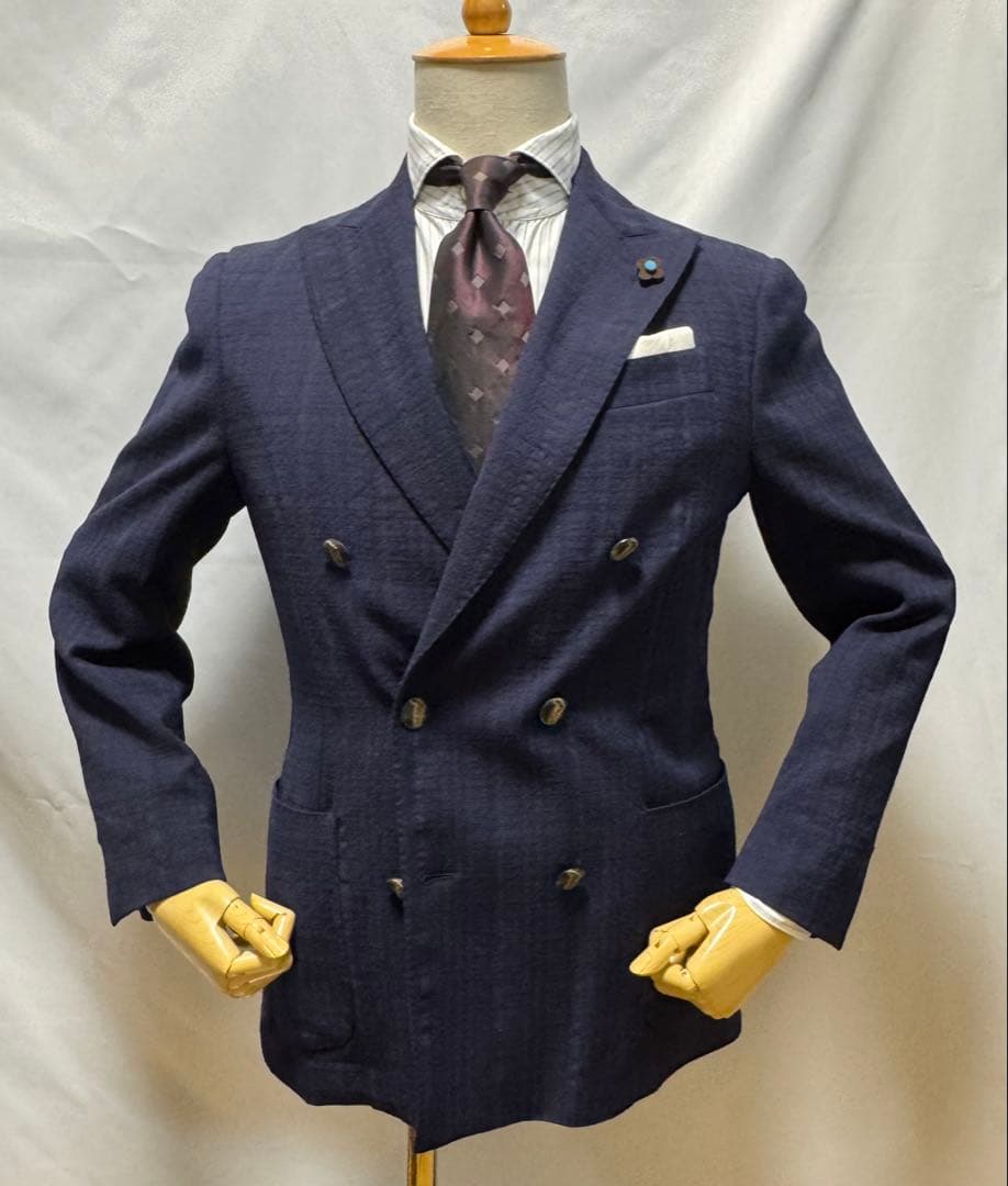 ◇ 正規品【46】LARDINI◇美品！秋冬物『6Bダブル・ジャケット』紺
