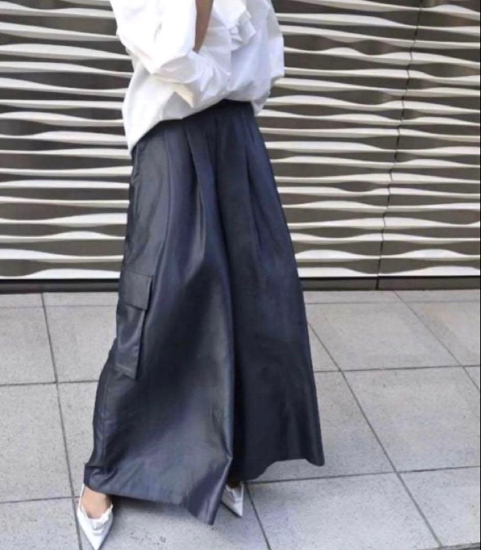 最安値 Lig. リグドット. ワイドカーゴパンツ 黒 シャカシャカ 光沢感あり