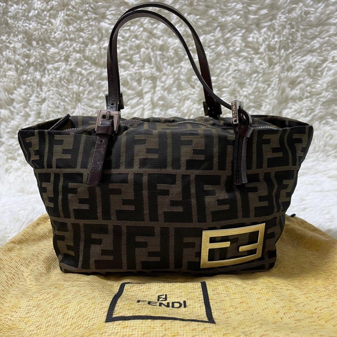 フェンディ ズッカ FF金具 トートバッグ ブラウン