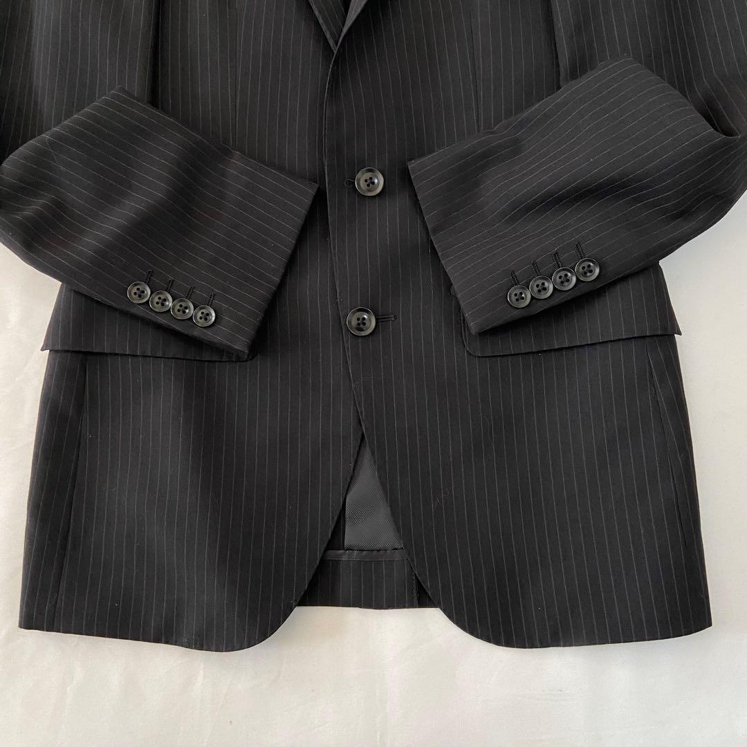 ジョンピアース 3ピース スーツセットアップ ストライプ ベスト 黒 Y4