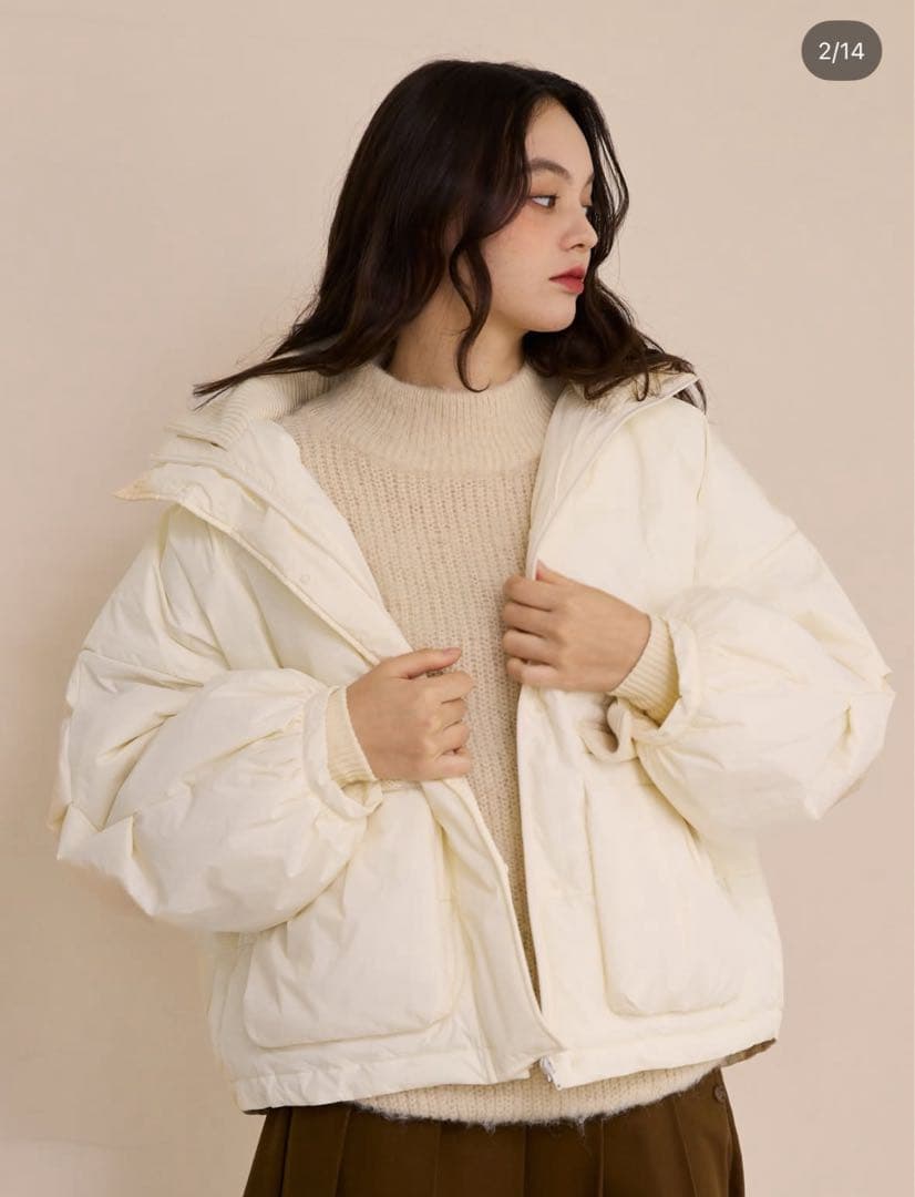 新品未使用】olun 中綿リブブルゾン ダウン Sサイズ アイボリー - メルカリ