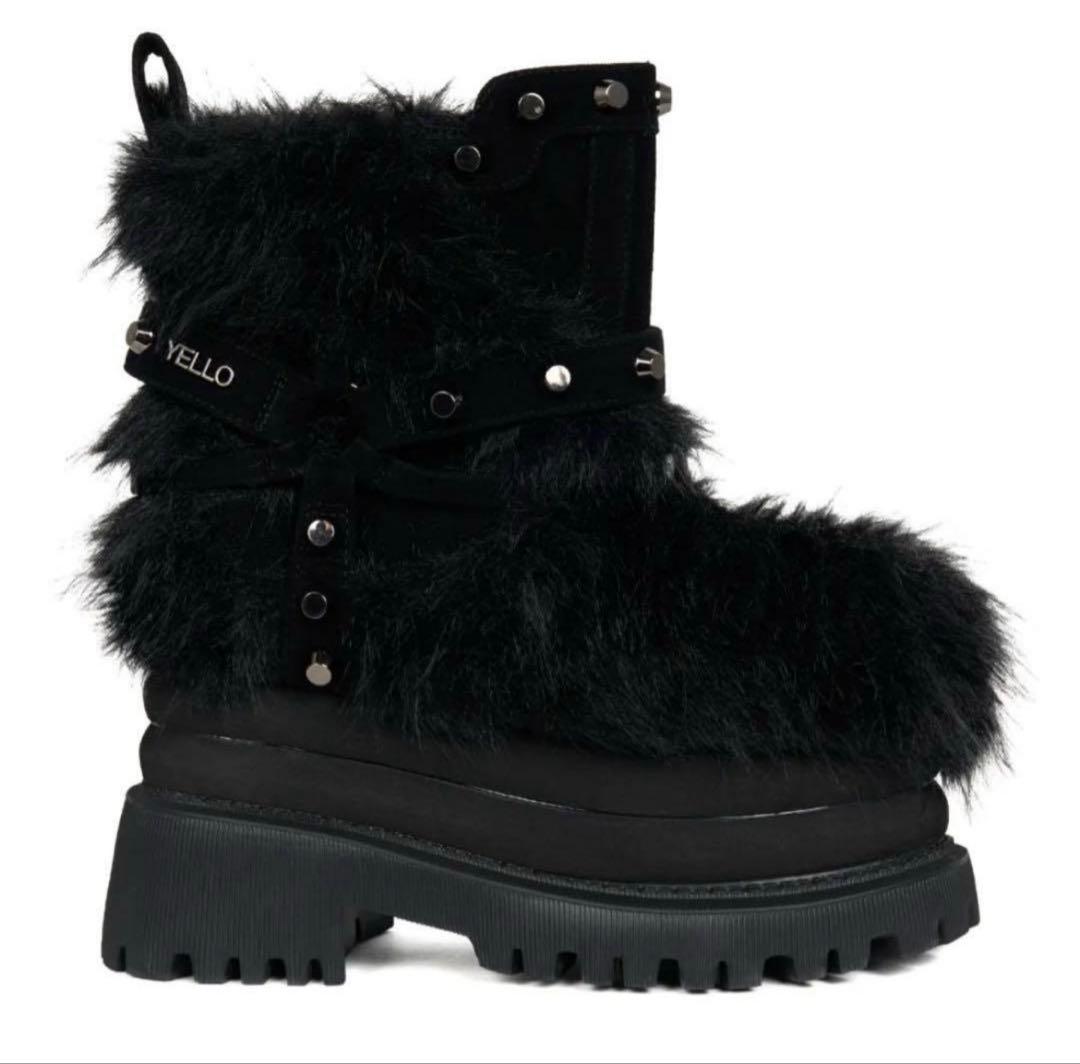 yellow Short Boots ファーブーツ ブラックM - メルカリ