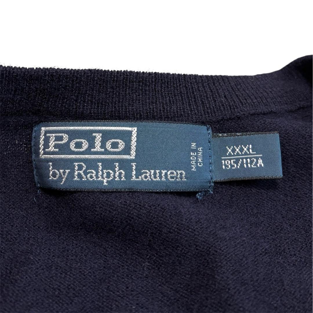 ポロ ラルフローレン ウール100% ロゴ刺繍 ニット XXXL ネイビー