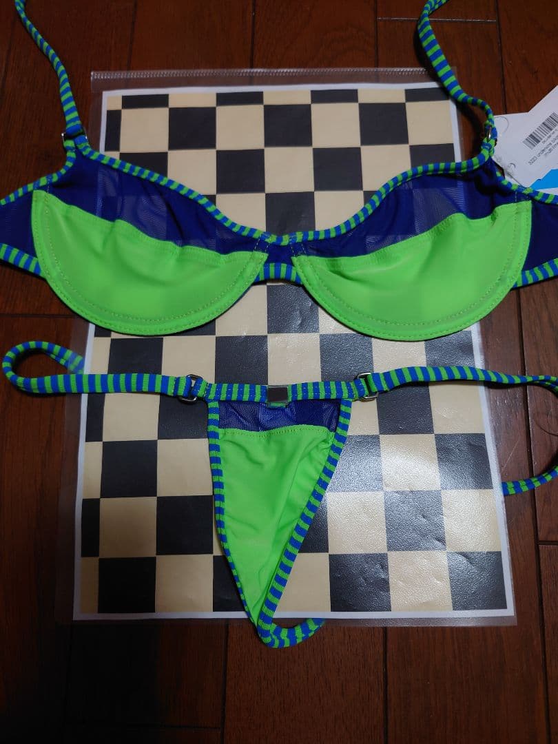 WickedWeasel microminimusライム/ブルーメッシュビキニ