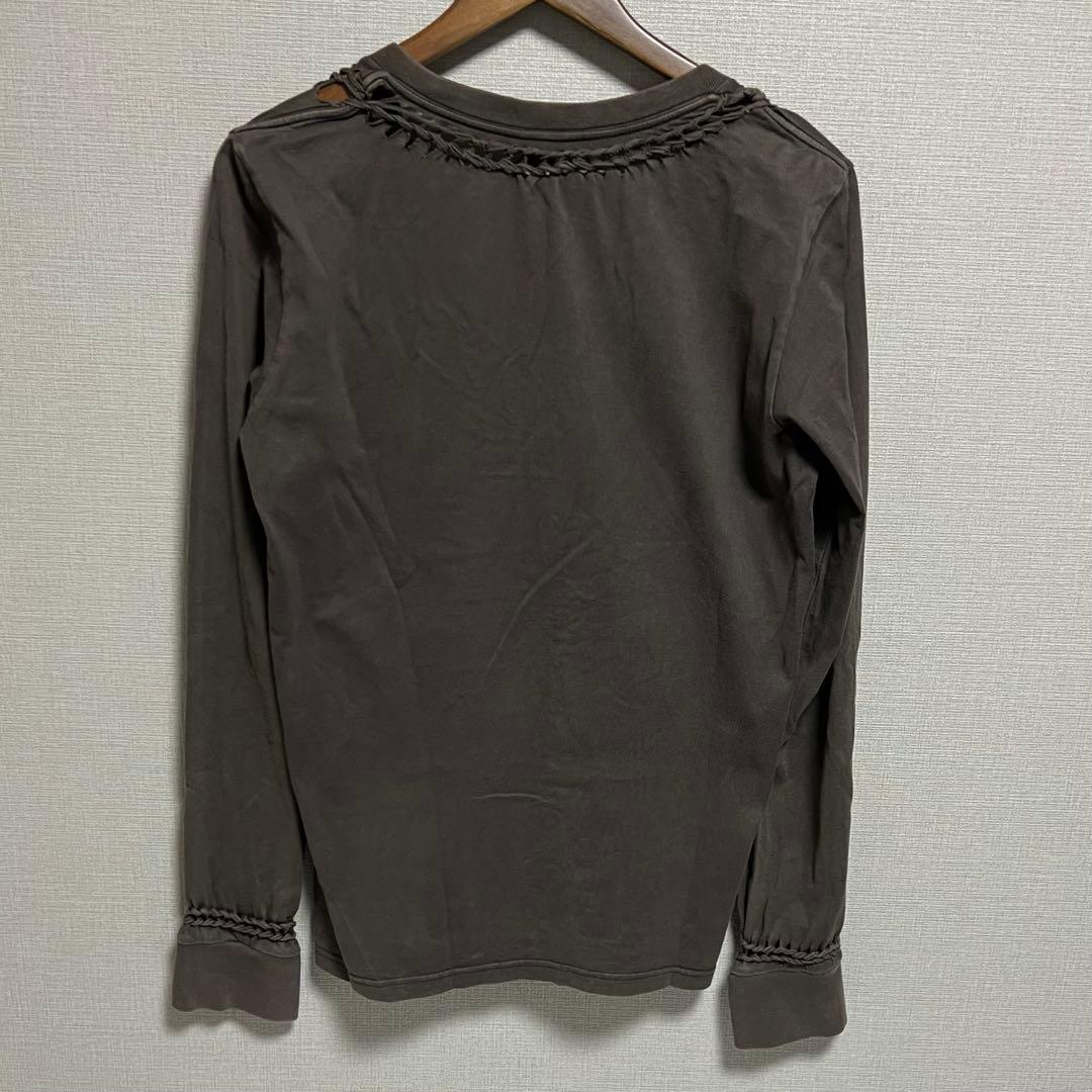 07SS ナンバーナイン 編み込みカットソー ロンT ブラウン BIRDS期