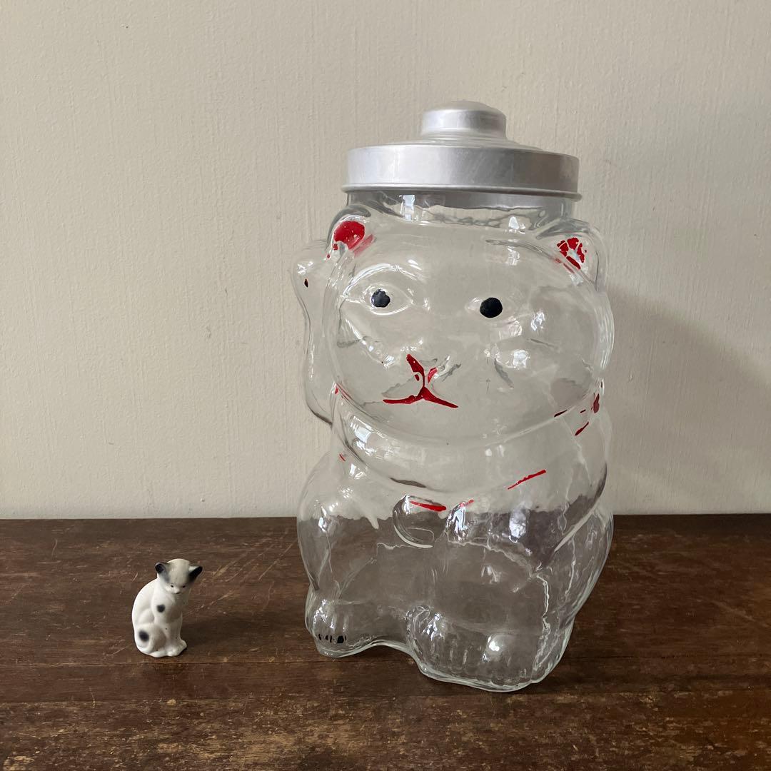 昭和レトロ 猫ビン 猫瓶 駄菓子屋 招き猫 古道具 骨董 アンティーク 古