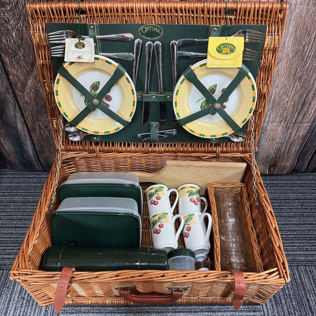OPTIMA オプティマ ピクニックバスケット アンティーク雑貨 カラトリー