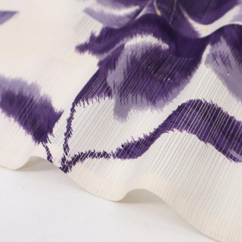 《夏着物『綿絽』小紋◆ツカモト市田『夢工房』紫の花■白■木綿◆US7-14》