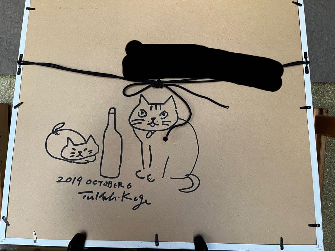 久下貴史 版画 (キャンバスジクレー) 猫にワインは豚に真珠的かも 大