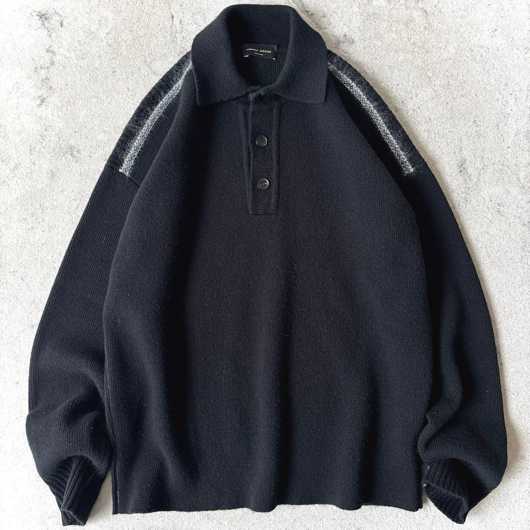 美品 ロベルトコリーナ イタリア製 48→L ウールカシミヤ ポロニット