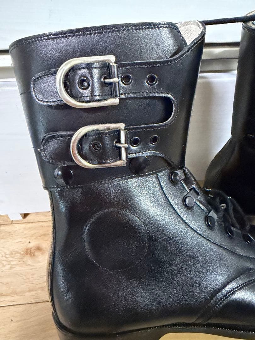 警察隊使用 編み上げブーツ 予備品 未使用 本革 25.5cm