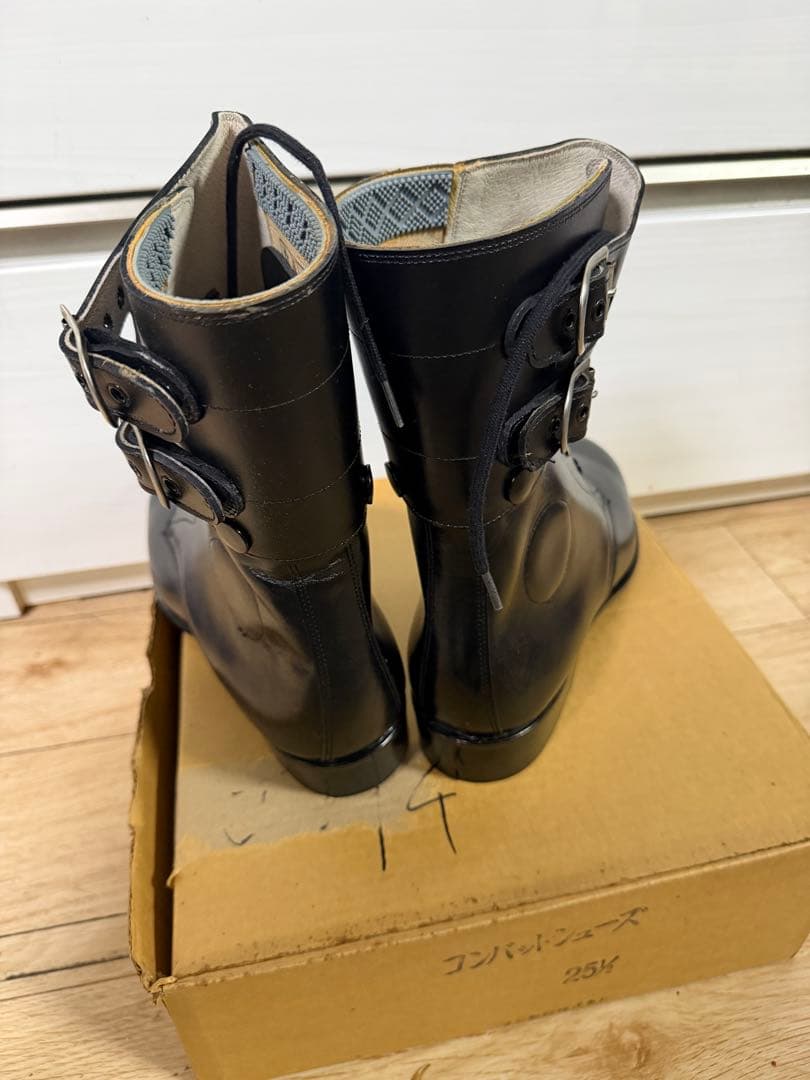 警察隊使用 編み上げブーツ 予備品 未使用 本革 25.5cm