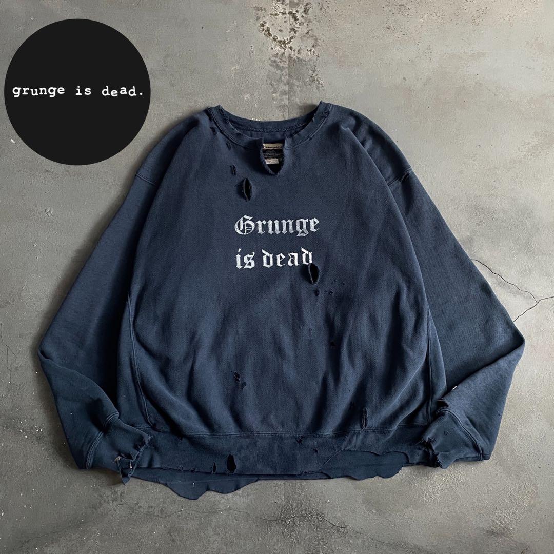grunge is dead“ペイント“紺”XL“リバース“boro sweat - メルカリ