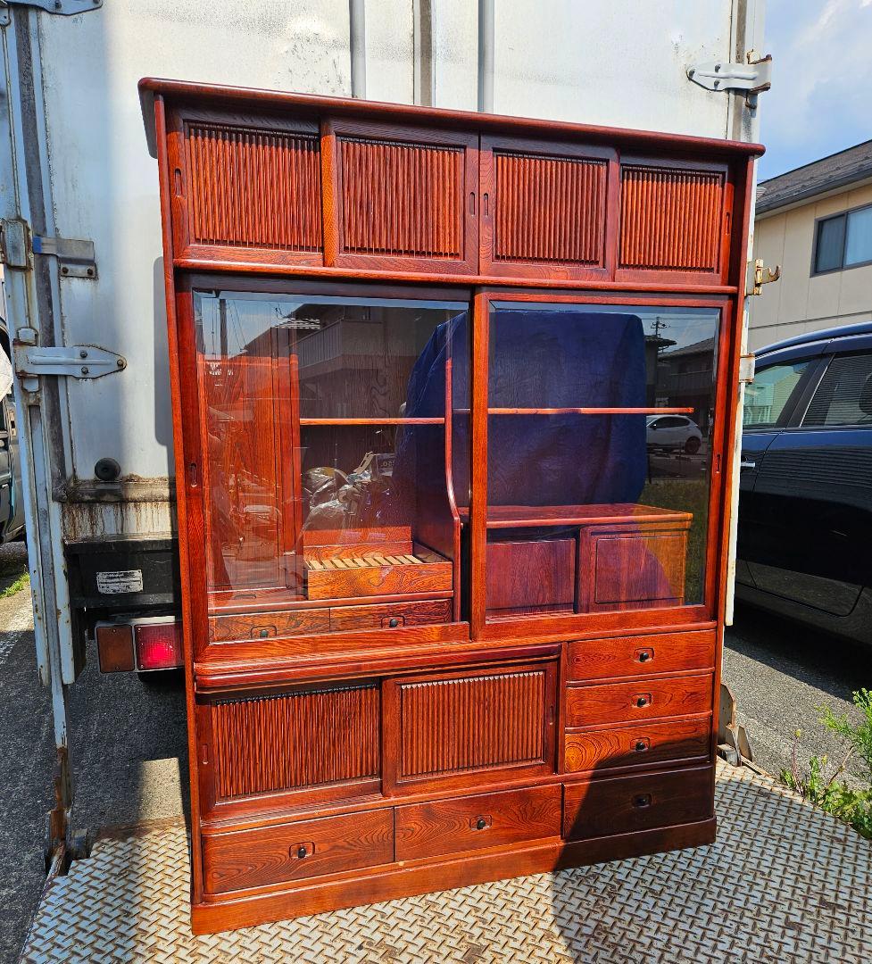 ヴィンテージ karimoku カリモク家具 欅の水屋箪笥 食器棚 茶箪笥