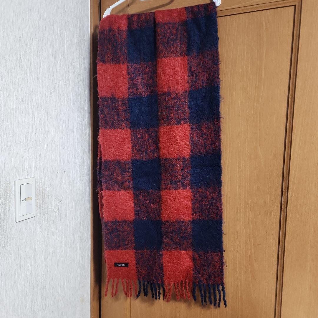 BURBERRY BLACK LABEL 赤ネイビー チェックマフラー - メルカリ