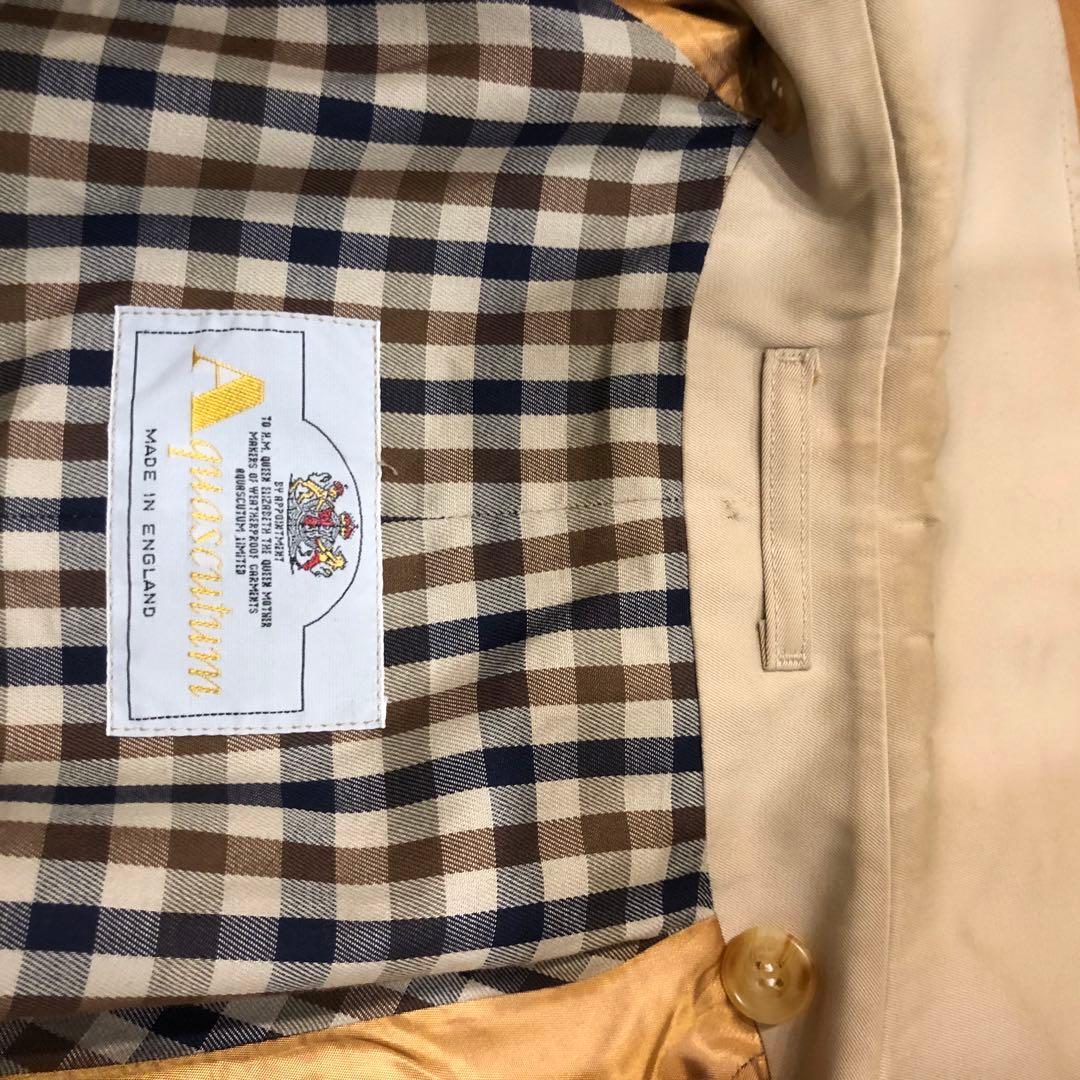 希少 アクアスキュータム トレンチコート ギンガムチェック くるみ