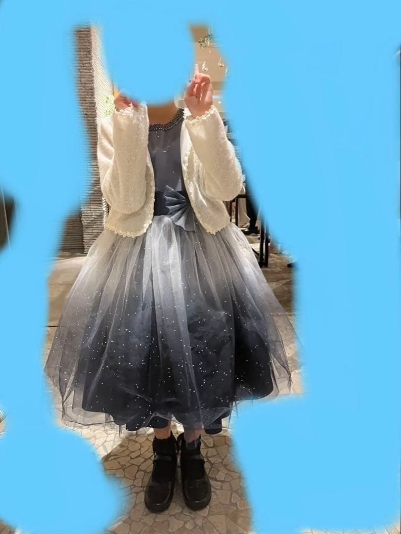 DORESSCO ドレスコ グレイネイビーシルバースターロングドレス140