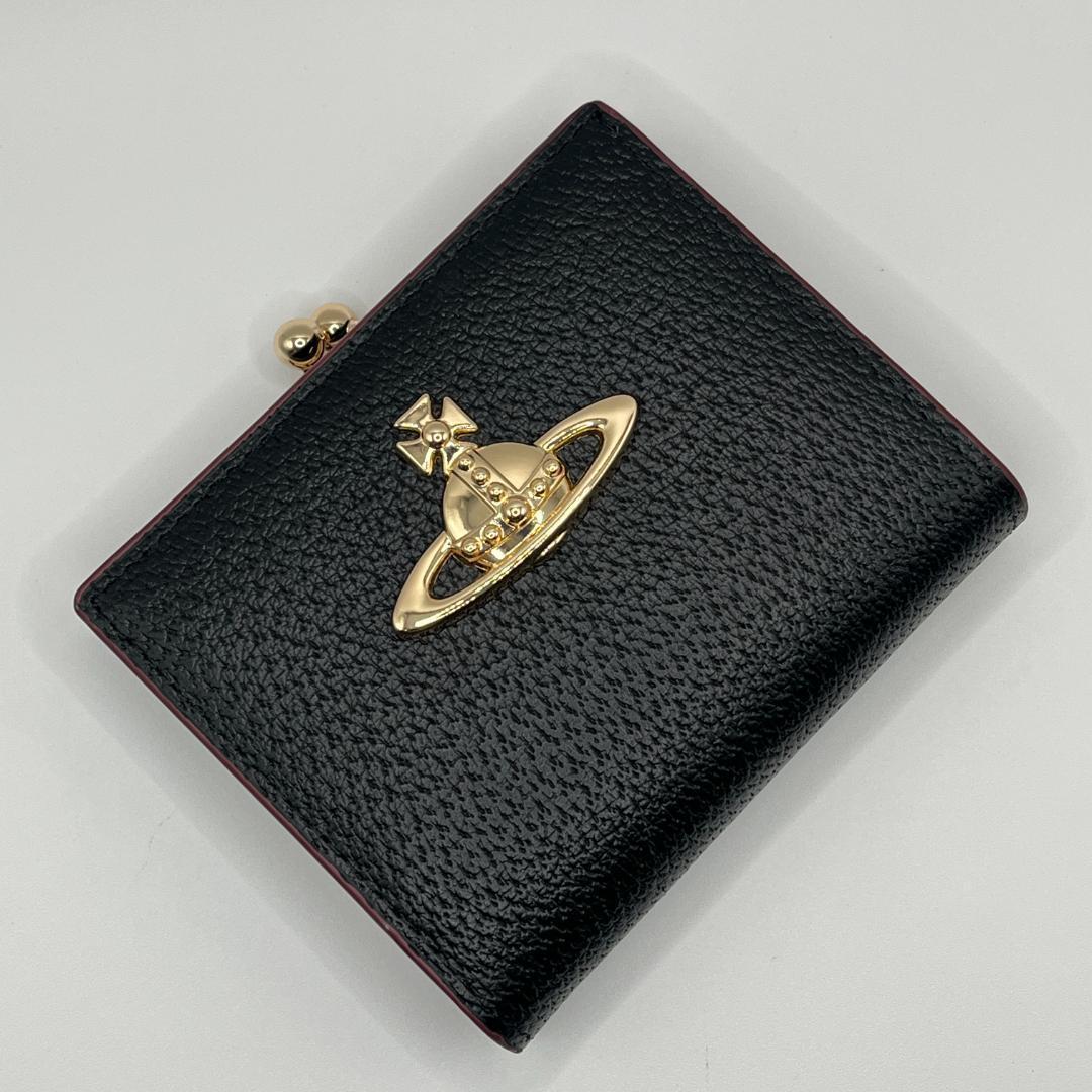 未使用 Vivienne Westwood 新品 がま口 折財布 黒 シンプル - メルカリ