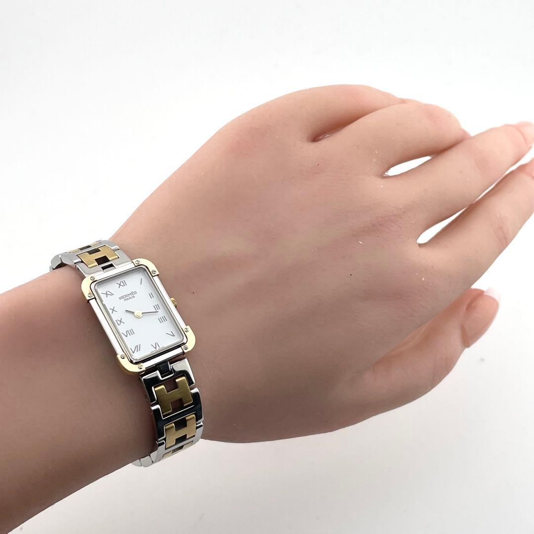 稼働/新品電池】エルメス クロアジュール スクエア 腕時計 レディース