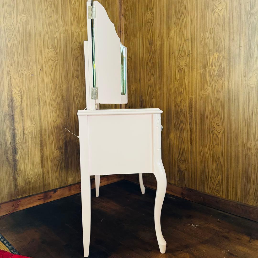 美品☆ 東海家具 Fleur ドレッサー スツール ホワイト 猫脚 三面鏡