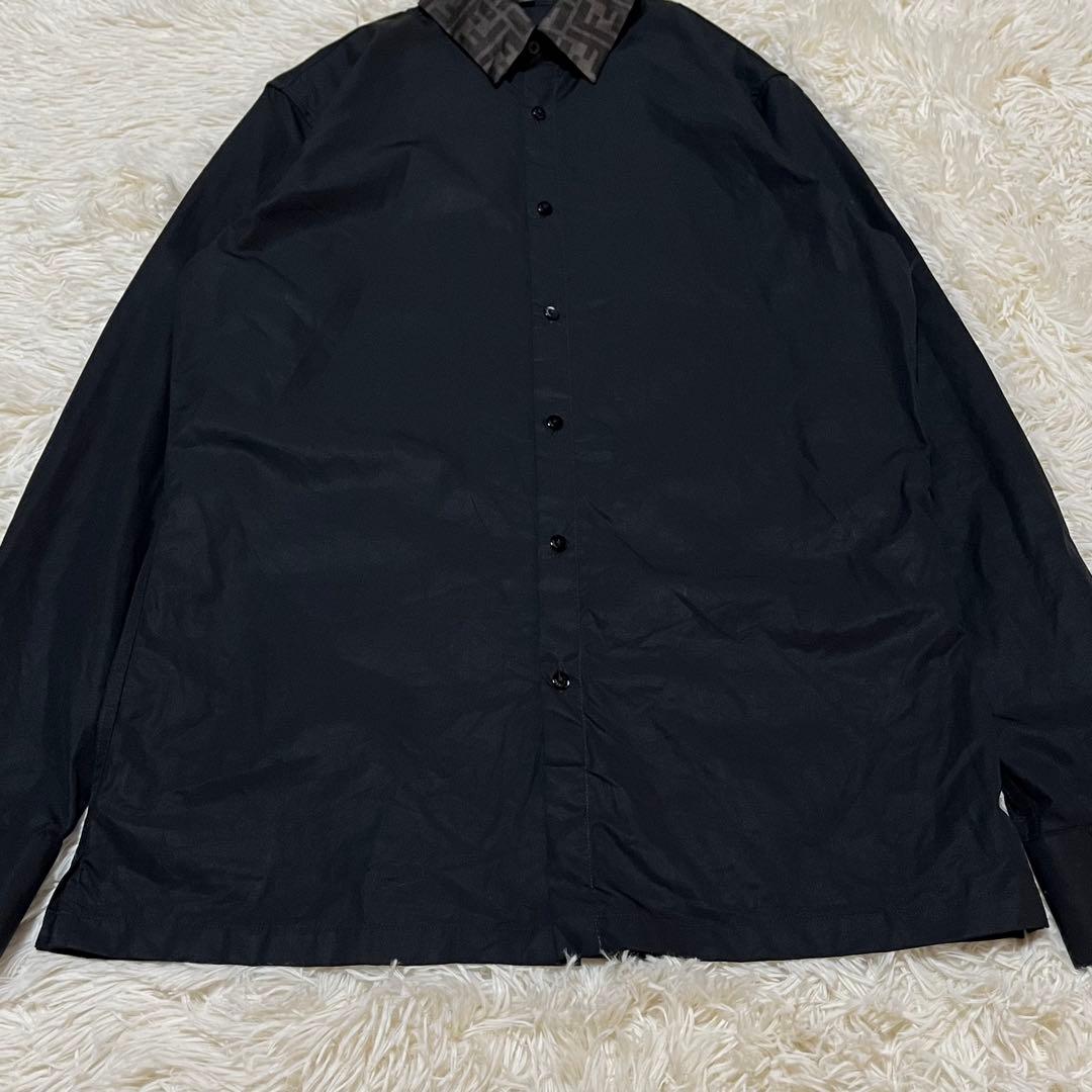 目黒蓮着用】FENDI フェンディ 襟元 ズッカ柄 切り替え 長袖シャツ